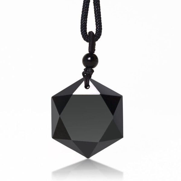 Black Obsidian Pendant Necklace on Cotton Cord – view 8