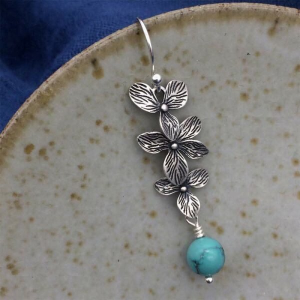 Turquoise and Lapis Lazuli Drop Earrings – view 3