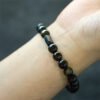 Black Obsidian Bead Bracelet on Elastic Strand – view 3