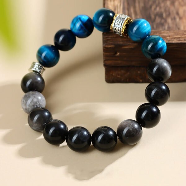 Steady Focus, Worn Daily. Silver Sheen Obsidian Bracelet – view 4