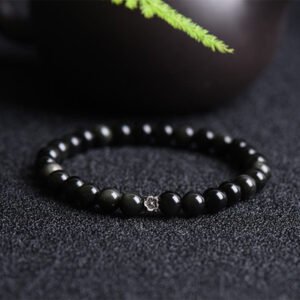 Twilight Calm with Black Obsidian Flower Bracelet