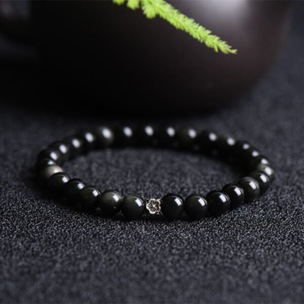 Twilight Calm with Black Obsidian Flower Bracelet