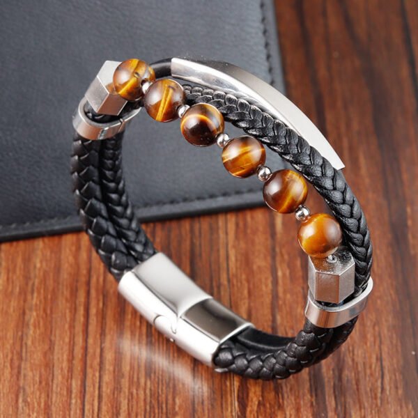 Tiger's Eye Leather Bracelet | Your Quiet Daily Anchor for Steady Focus – view 2
