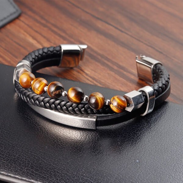Tiger's Eye Leather Bracelet | Your Quiet Daily Anchor for Steady Focus – view 3