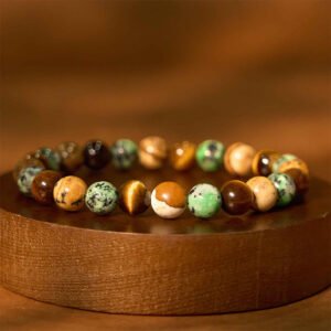 Steady Focus, Worn Daily. Tiger's Eye and Jasper Bracelet
