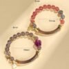 Rosy Soft Pink Strawberry Quartz and Labradorite Bracelet – view 5