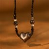 Quiet Stillness — Silver Sheen Obsidian Heart Pendant