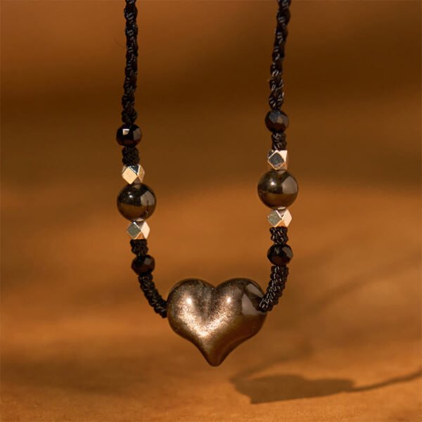 Quiet Stillness — Silver Sheen Obsidian Heart Pendant