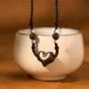 Quiet Stillness — Silver Sheen Obsidian Heart Pendant – view 3