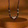 Quiet Stillness — Silver Sheen Obsidian Heart Pendant – view 7