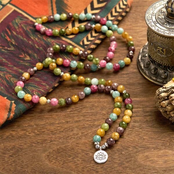 Warm Connection — Tourmaline Lotus Mala – view 3