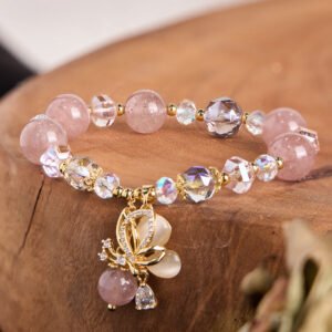 Strawberry Quartz Butterfly Bracelet | Your Quiet Daily Anchor for Gentle Presence