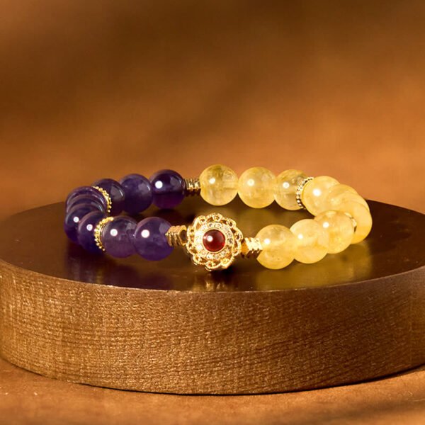 Quiet Calm, Worn Daily. Amethyst and Citrine Bracelet
