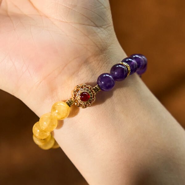 Quiet Calm, Worn Daily. Amethyst and Citrine Bracelet – view 2