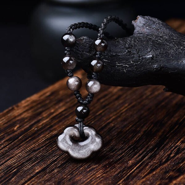 Silver Sheen Obsidian Cloud Pendant Necklace