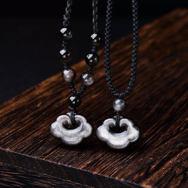 Silver Sheen Obsidian Cloud Pendant Necklace – view 6