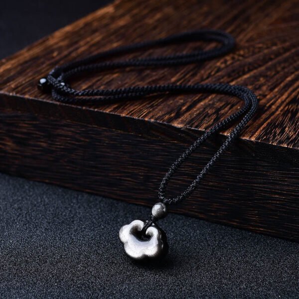 Silver Sheen Obsidian Cloud Pendant Necklace – view 4
