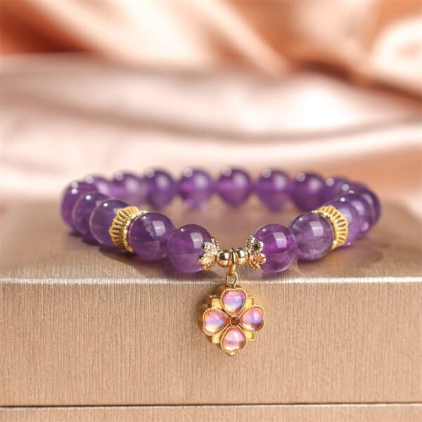 Quiet Calm, Worn Daily. Amethyst Clover Bracelet – view 7