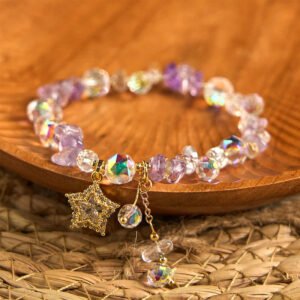 Smooth Purple Amethyst Star Bracelet