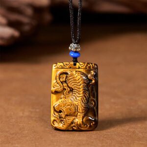 Quiet Strength — Tiger's Eye Square Pattern Pendant