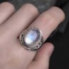 Soft Reflection — Moonstone and Silver Ring – view 5