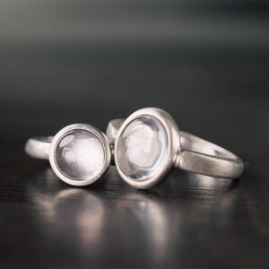 Soft Pink Rose Quartz and Silver Ring