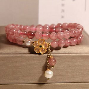 Strawberry Quartz Clover Bracelet