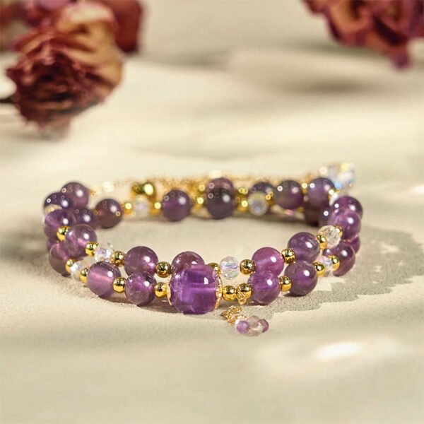 Smooth Purple Square Bead Amethyst Bracelet – view 4