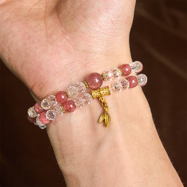 Strawberry Quartz Bamboo Bracelet | Your Quiet Daily Anchor for Gentle Presence – view 2