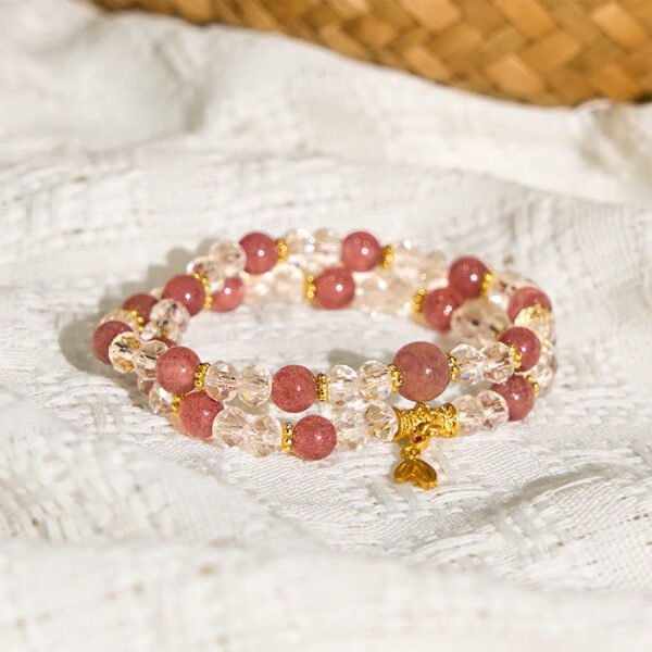 Strawberry Quartz Bamboo Bracelet | Your Quiet Daily Anchor for Gentle Presence – view 5
