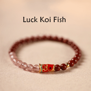 Rosy Soft Pink Strawberry Quartz Koi Bracelet