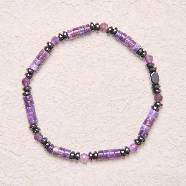 Smooth Purple Amethyst and Hematite Bracelet