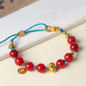 Twilight Calm with Red Agate Heart Bracelet