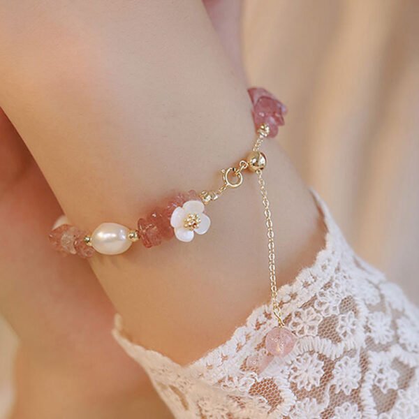 Strawberry Quartz Flower Bracelet – view 3