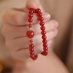 Twilight Calm with Double Wrap Red Agate Bracelet