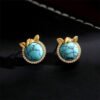 Through the Workday — Turquoise and Copper Earrings