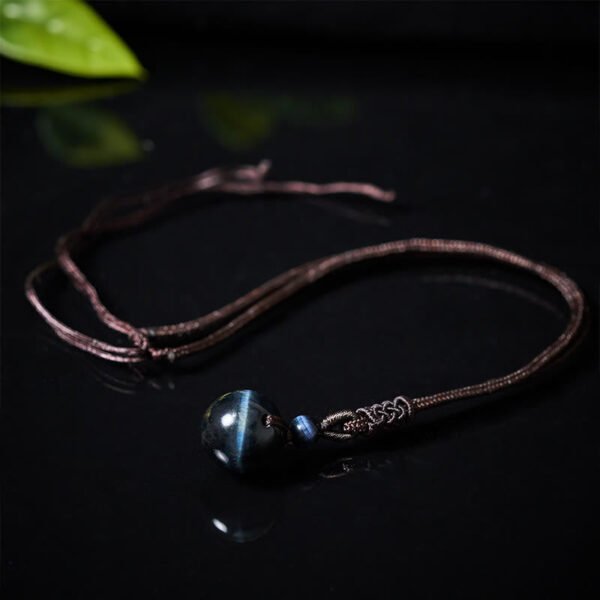 Tiger's Eye and Black Obsidian Bead Necklace – view 4