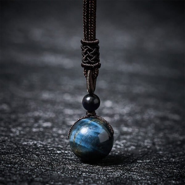 Tiger's Eye and Black Obsidian Bead Necklace – view 2