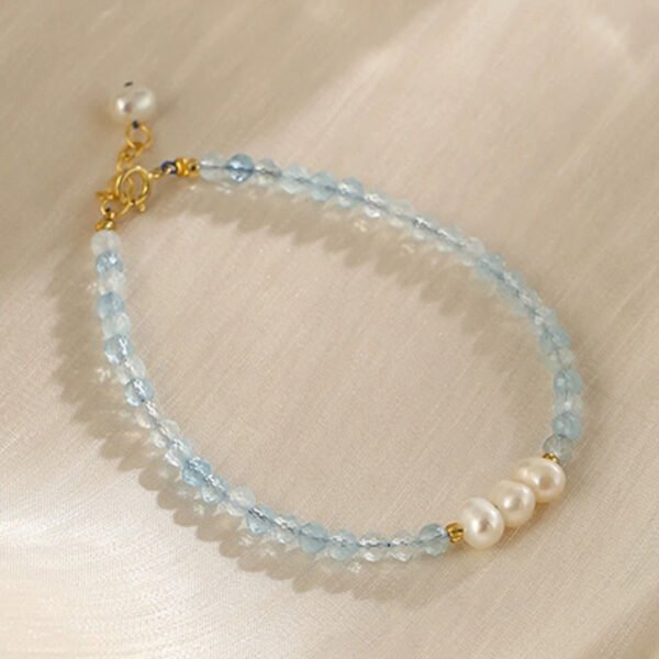 Through the Workday — Aquamarine and Pearl Bracelet – view 6