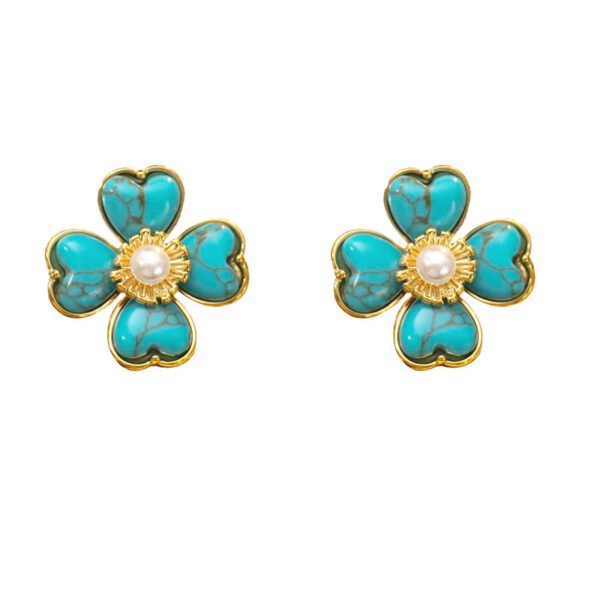 Peaceful Awareness — Turquoise Heart Earrings – view 6