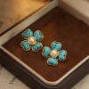 Peaceful Awareness — Turquoise Heart Earrings – view 5