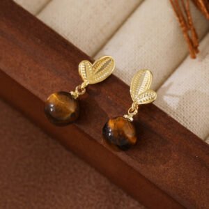 Steady Focus, Worn Daily. Tiger's Eye and Copper Earrings
