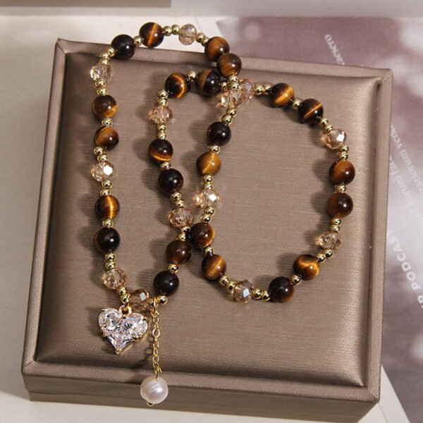 Steady Focus, Worn Daily. Tiger's Eye Heart Bracelet – view 5