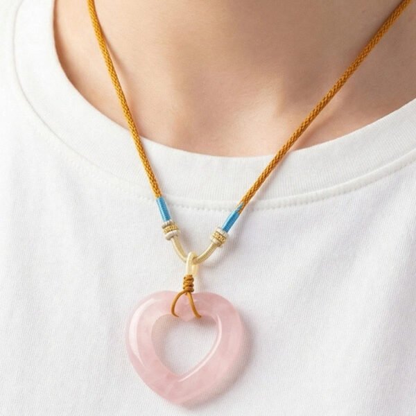 For When You Need Steady Focus | Rose Quartz Hollow Heart Pendant – view 3