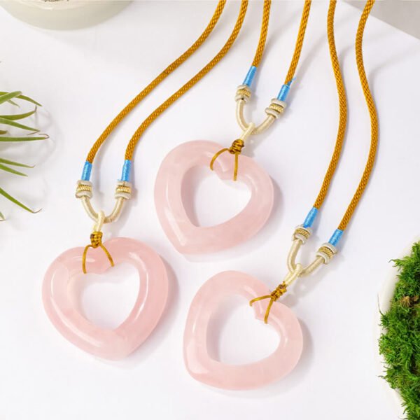 For When You Need Steady Focus | Rose Quartz Hollow Heart Pendant – view 7