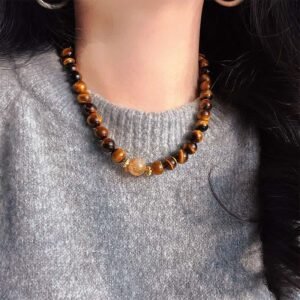 Steady Focus, Worn Daily. Tiger's Eye and Citrine Necklace
