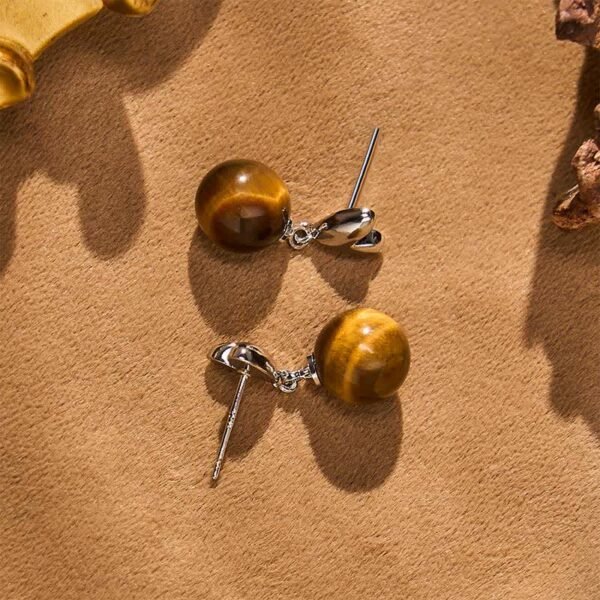Tiger's Eye Heart Earrings – view 5