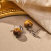 Tiger's Eye Heart Earrings – view 2