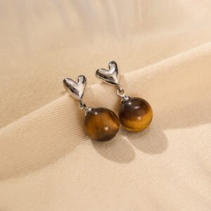 Tiger's Eye Heart Earrings
