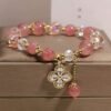 Rosy Soft Pink Strawberry Quartz Clover Bracelet – view 2